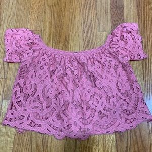 Express Women Off The Shoulder Floral Lace Top